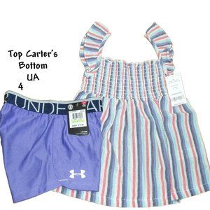 Size 4 Carters & UA Girls 2 piece Short Set